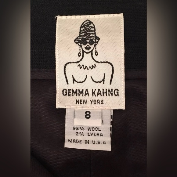 Vintage Gemma Kahng Women’s Black Long Skirt w/Front Slit and Gold Buttons Sz 8 - Picture 6 of 10